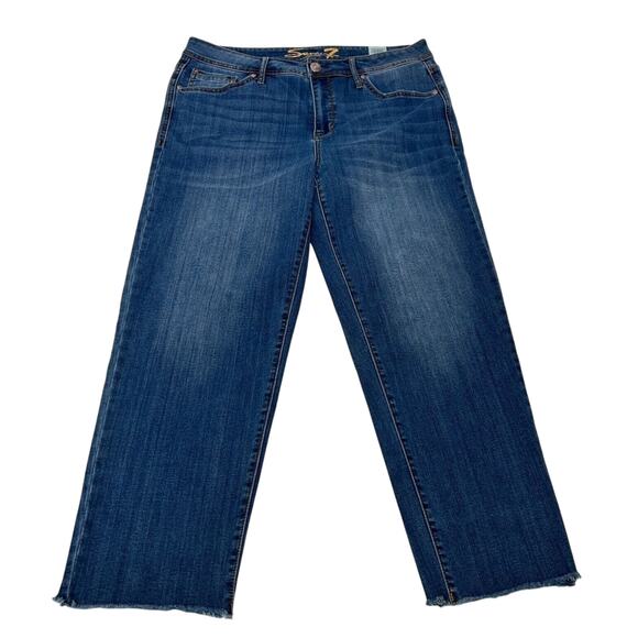 Seven 7 Jeans Women's Madison Straight Distressed Hem Blue Size 10 - Picture 1 of 10